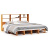 Lit bibliothèque sans matelas cire marron 200x200cm bois massif 
