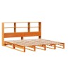 Lit bibliothèque sans matelas cire marron 200x200cm bois massif 
