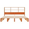 Lit bibliothèque sans matelas cire marron 200x200cm bois massif 