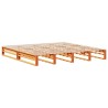 Lit bibliothèque sans matelas cire marron 200x200cm bois massif 