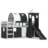 Lit superposé sans matelas avec toboggan blanc noir 80x200 cm 