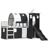 Lit superposé sans matelas avec toboggan blanc noir 80x200 cm 