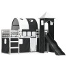 Lit superposé sans matelas avec toboggan blanc noir 80x200 cm 