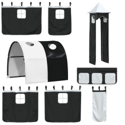 Lit superposé sans matelas avec toboggan blanc noir 80x200 cm 
