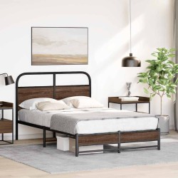 Cadre de lit sans matelas 135x190 cm chêne marron 