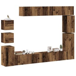 Ensemble de meuble TV mural 9 pcs vieux bois bois d'ingénierie 