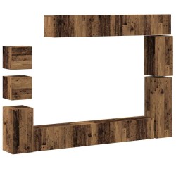 Ensemble de meuble TV mural 9 pcs vieux bois bois d'ingénierie 