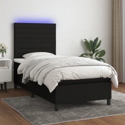 Sommier à lattes de lit avec matelas et LED Noir 80x200cm Tissu 