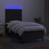 Sommier à lattes de lit avec matelas et LED Noir 80x200cm Tissu 