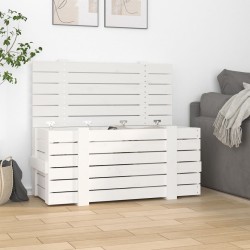 Boîte de rangement Blanc 91x40,5x42 cm Bois massif de pin 