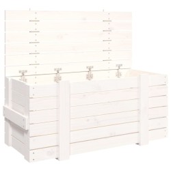 Boîte de rangement Blanc 91x40,5x42 cm Bois massif de pin 