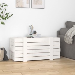 Boîte de rangement Blanc 91x40,5x42 cm Bois massif de pin 