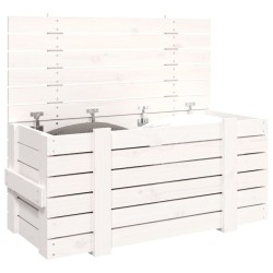 Boîte de rangement Blanc 91x40,5x42 cm Bois massif de pin 
