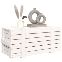 Boîte de rangement Blanc 91x40,5x42 cm Bois massif de pin 