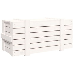 Boîte de rangement Blanc 91x40,5x42 cm Bois massif de pin 
