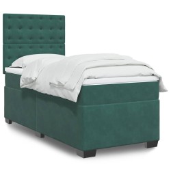 Sommier à lattes de lit avec matelas Vert foncé 90x190 cm 