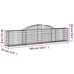 Paniers à gabions arqués 5 pcs 300x30x60/80 cm Fer galvanisé 