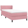 Sommier à lattes de lit avec matelas rose 80x220 cm velours 