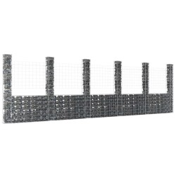 Panier de gabion en forme de U avec 6 poteaux Fer 620x20x200 cm 