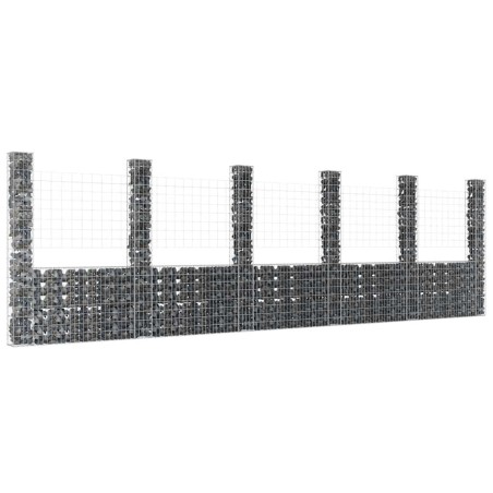 Panier de gabion en forme de U avec 6 poteaux Fer 620x20x200 cm 