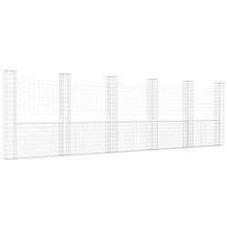Panier de gabion en forme de U avec 6 poteaux Fer 620x20x200 cm 