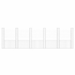 Panier de gabion en forme de U avec 6 poteaux Fer 620x20x200 cm 