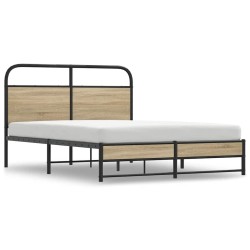 Cadre de lit sans matelas 135x190 cm chêne fumé bois ingénierie 