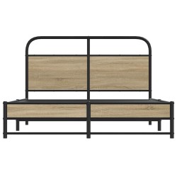 Cadre de lit sans matelas 135x190 cm chêne fumé bois ingénierie 
