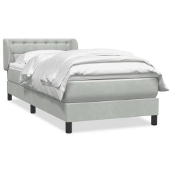 Sommier à lattes de lit et matelas gris clair 80x210 cm velours 