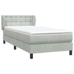 Sommier à lattes de lit et matelas gris clair 80x210 cm velours 