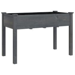 Jardinière avec doublure gris 118x59x76 cm bois massif de sapin 