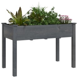 Jardinière avec doublure gris 118x59x76 cm bois massif de sapin 