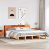 Lit bibliothèque sans matelas cire marron 200x200cm bois massif 