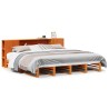 Lit bibliothèque sans matelas cire marron 200x200cm bois massif 
