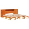 Lit bibliothèque sans matelas cire marron 200x200cm bois massif 