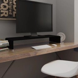 Meuble TV/support pour moniteur 90x30x13 cm verre noir 