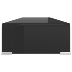 Meuble TV/support pour moniteur 90x30x13 cm verre noir 