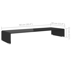 Meuble TV/support pour moniteur 90x30x13 cm verre noir 