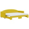 Lit de jour avec lit gigogne et matelas jaune 80x200 cm velours 