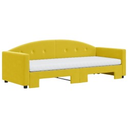 Lit de jour avec lit gigogne et matelas jaune 80x200 cm velours 