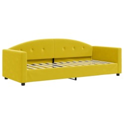 Lit de jour avec lit gigogne et matelas jaune 80x200 cm velours 