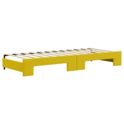 Lit de jour avec lit gigogne et matelas jaune 80x200 cm velours 