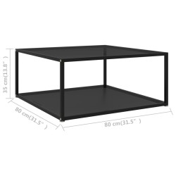 Table basse Noir 80x80x35 cm Verre trempé 
