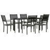 Ensemble à manger de jardin 7 pcs noir textilène et acier 