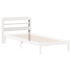Tête de lit avec étagères blanc 90 cm bois massif de pin 