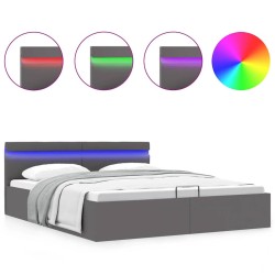 Cadre de lit à rangement avec LED Gris Similicuir 180x200 cm  