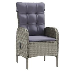 Ensemble à manger de jardin et coussins 3 pcs Gris et noir 