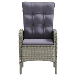 Ensemble à manger de jardin et coussins 3 pcs Gris et noir 