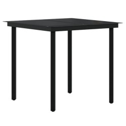 Ensemble à manger de jardin et coussins 3 pcs Gris et noir 