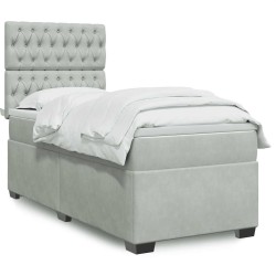 Sommier à lattes de lit et matelas Gris clair 80x200 cm Velours 
